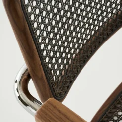 Stühle^Thonet S 64 V Freischwinger Armlehnstuhl mit Rohrgeflecht Dark Melange Gestell verchromt