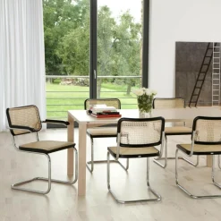 Thonet S 64 V Freischwinger Armlehnstuhl mit Rohrgeflecht 4er Set| Stühle