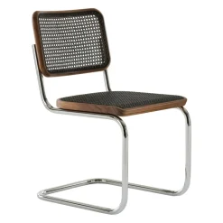 Stühle^Thonet S 32 V Freischwinger Stuhl mit Rohrgeflecht Dark Melange Gestell verchromt