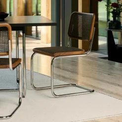 Stühle^Thonet S 32 V Freischwinger Stuhl mit Rohrgeflecht Dark Melange Gestell verchromt