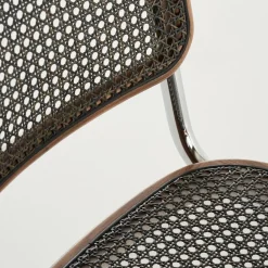 Stühle^Thonet S 32 V Freischwinger Stuhl mit Rohrgeflecht Dark Melange Gestell verchromt