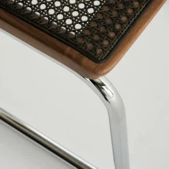 Stühle^Thonet S 32 V Freischwinger Stuhl mit Rohrgeflecht Dark Melange Gestell verchromt