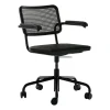 Bürostühle^Thonet S 64 VDR Drehstuhl mit Rohrgeflecht Dark Melange