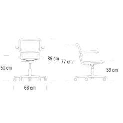 Bürostühle^Thonet S 64 VDR Drehstuhl mit Rohrgeflecht Dark Melange