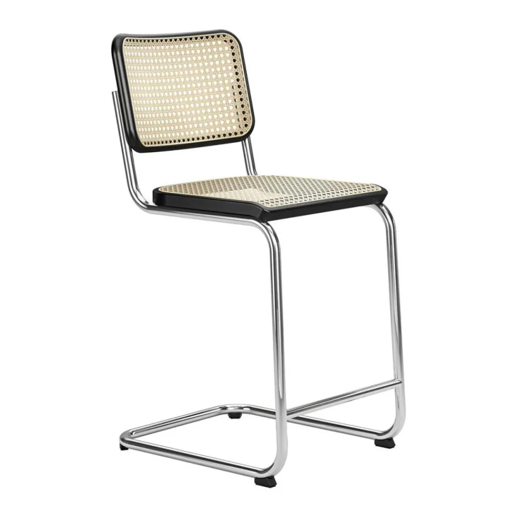 Barhocker^Thonet S 32 VHT Barhocker mit Rohrgeflecht 65cm