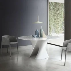 Tische|Esstische^MDF Italia S Table Esstisch Gestell weiß Ø156cm Marmor