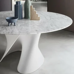 Tische|Esstische^MDF Italia S Table Esstisch Gestell weiß Ø156cm Marmor