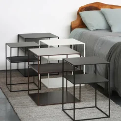 Zeus Slim Irony Triplet Beistelltisch 40x40cm mit Metallgitter| Tische|Beistelltische