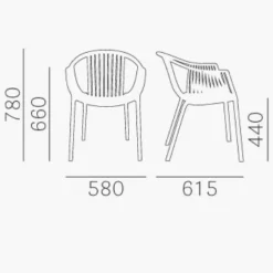 Stühle^Pedrali Tatami 306 Gartenarmlehnstuhl 4er Set