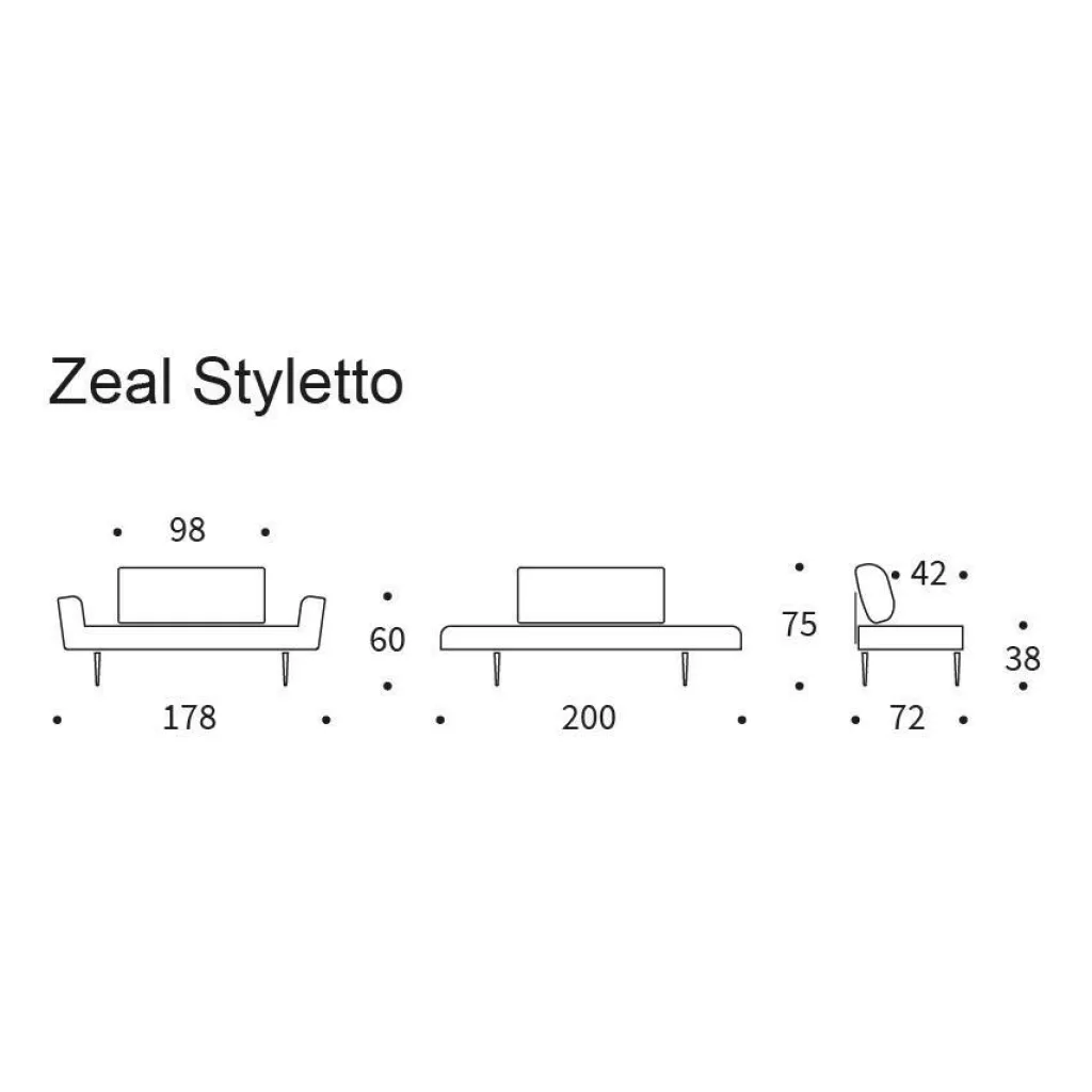 Innovation Living Zeal Styletto Schlafsofa 200x72cm| Schlafsofas